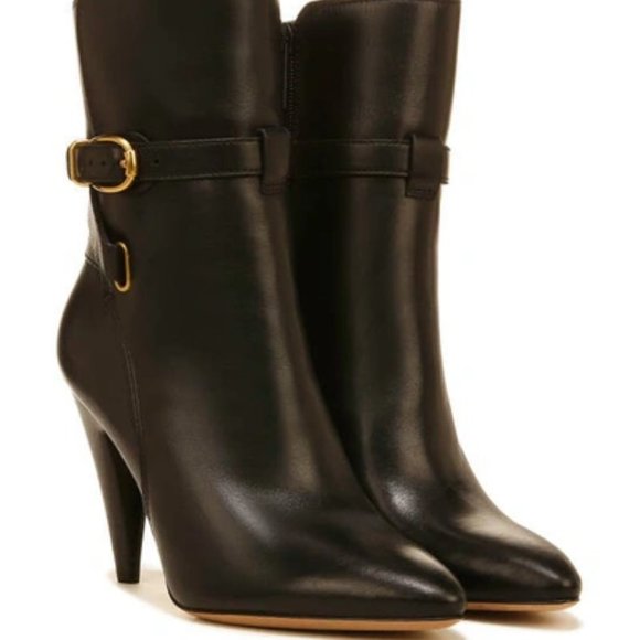 NIB$550 VERONICA BEARD Sohelia Buckled Strap Leather High-heel Ankle Boots 7.5 - Picture 4 of 14